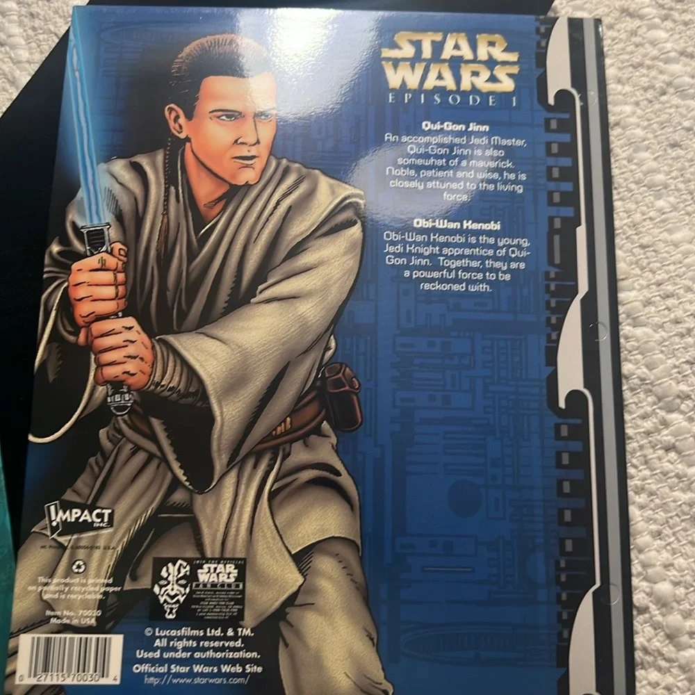 Vintage Star Wars Episode 1 JAR JAR & JEDi Printed Pockets Folder Set Of 2